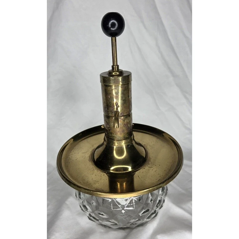 Vintage Park Sherman MCM Brass/Glass Liquor Decanter With Tray & 5 Glasses 1960s